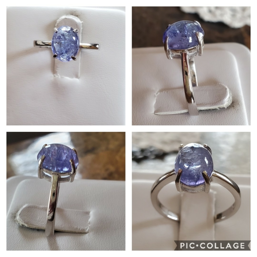 Genuine 2ct Tanzanite Cabochon Ring Size 8 - Picture 2 of 7